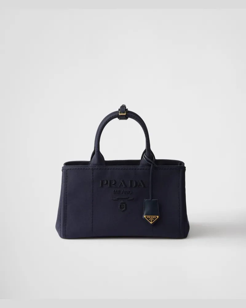 Prada Jardinière Große Handtasche aus Baumwoll-Canvas Ostseeblau