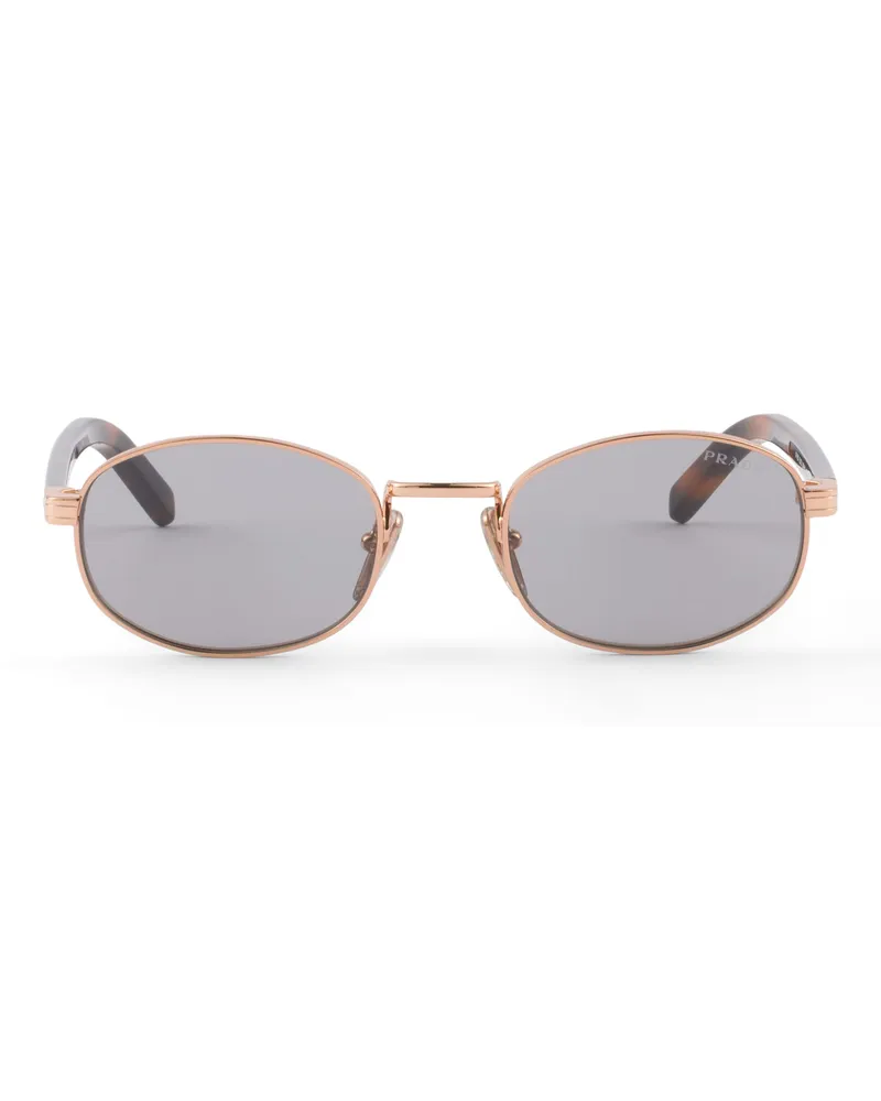 Prada Sonnenbrille Mit Der Ikonischen Plakette Aus Metall, Damen, Grau Grau