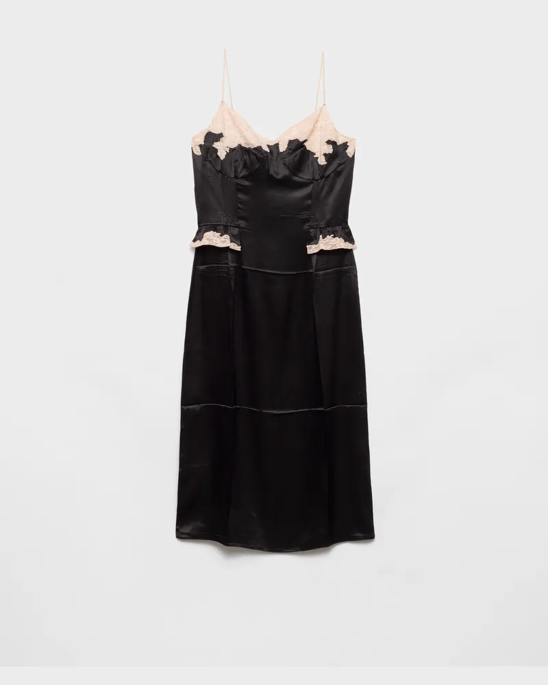 Prada Kleid aus Seide und Spitze Schwarz