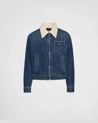 Prada Gepolsterte Jacke aus Denim Blau