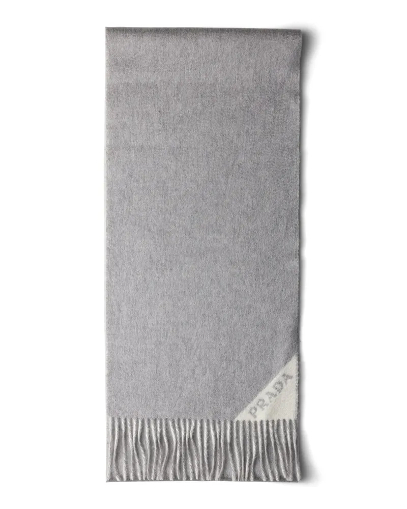 Prada Schal Aus Kaschmir-doppelgewebe, Herren, Grau/kalkweiß Grau
