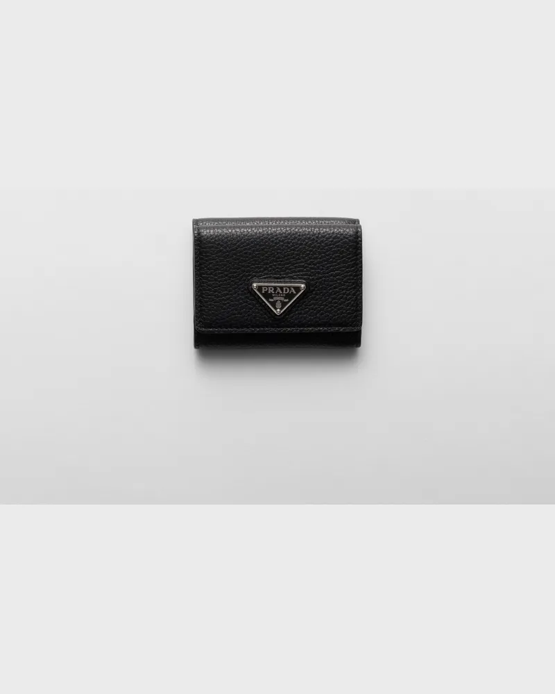 Prada Kleine Geldbörse aus Leder Schwarz