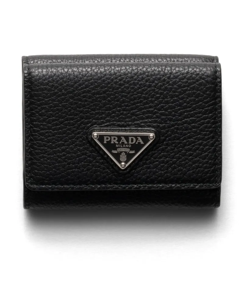 Prada Kleine Geldbörse Aus Leder, Herren, Schwarz Schwarz