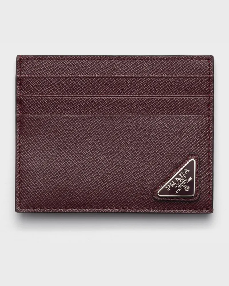 Prada Kartenetui aus Saffiano-Leder Burgunderrot