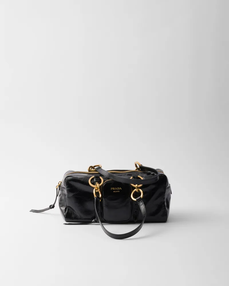 Prada Dangle Mittelgroße Henkeltasche aus Leder Schwarz