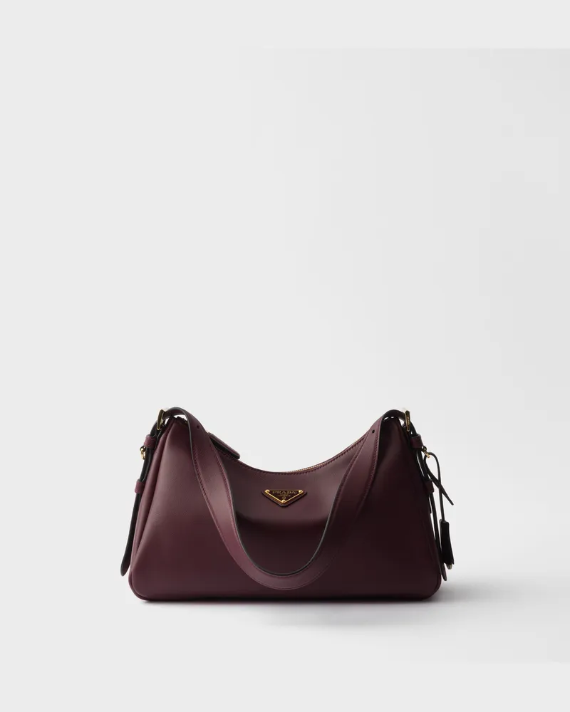 Prada Mittelgroße  Aimée Schultertasche aus Leder Burgunder