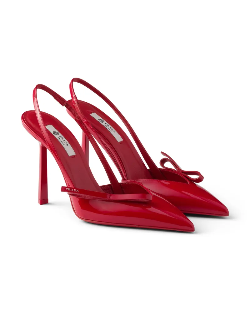 Prada Slingback-pumps Aus Lackleder, Damen, Rot, Größe Rot