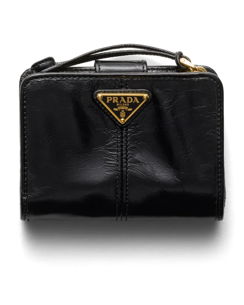 Prada Kleine Geldbörse Aus Leder, Damen, Schwarz Schwarz
