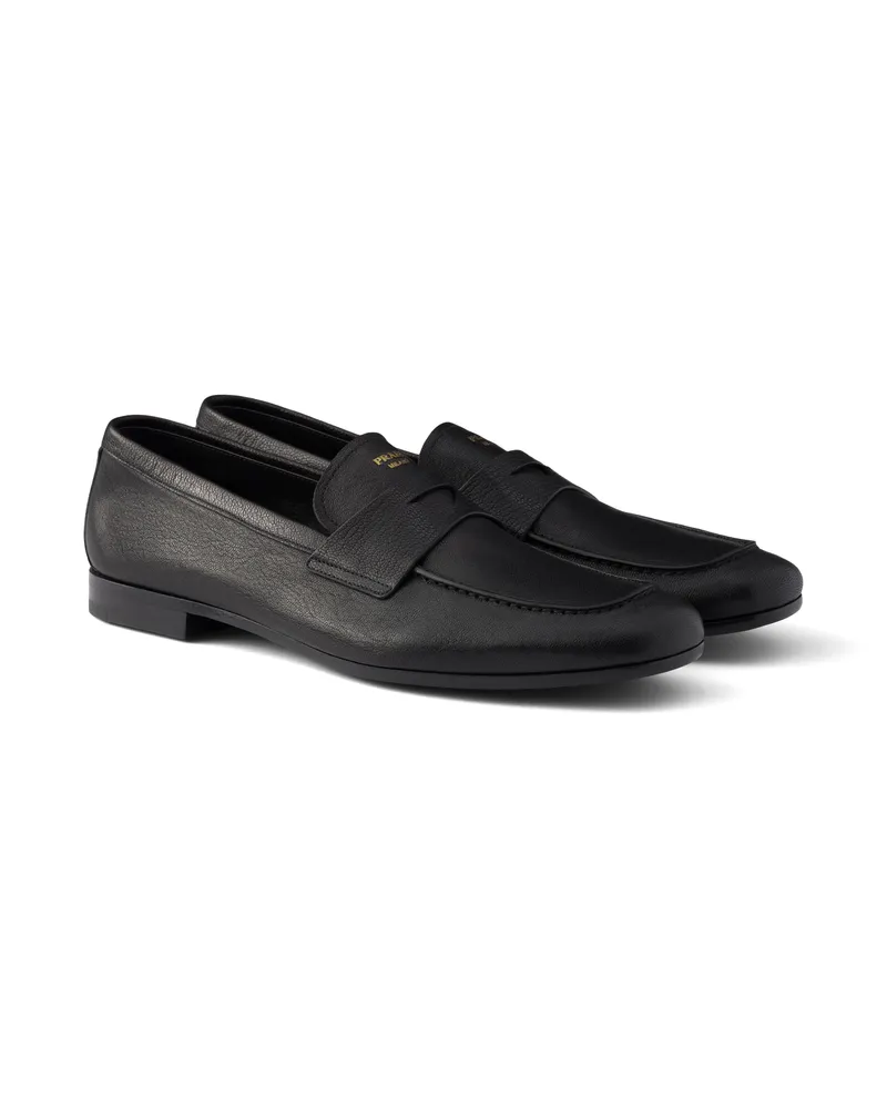 Prada Loafer Aus Leder, Herren, Schwarz, Größe 12 Schwarz