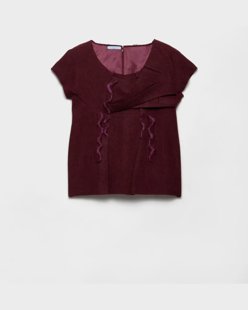 Prada Top aus Shetlandwolle Granat
