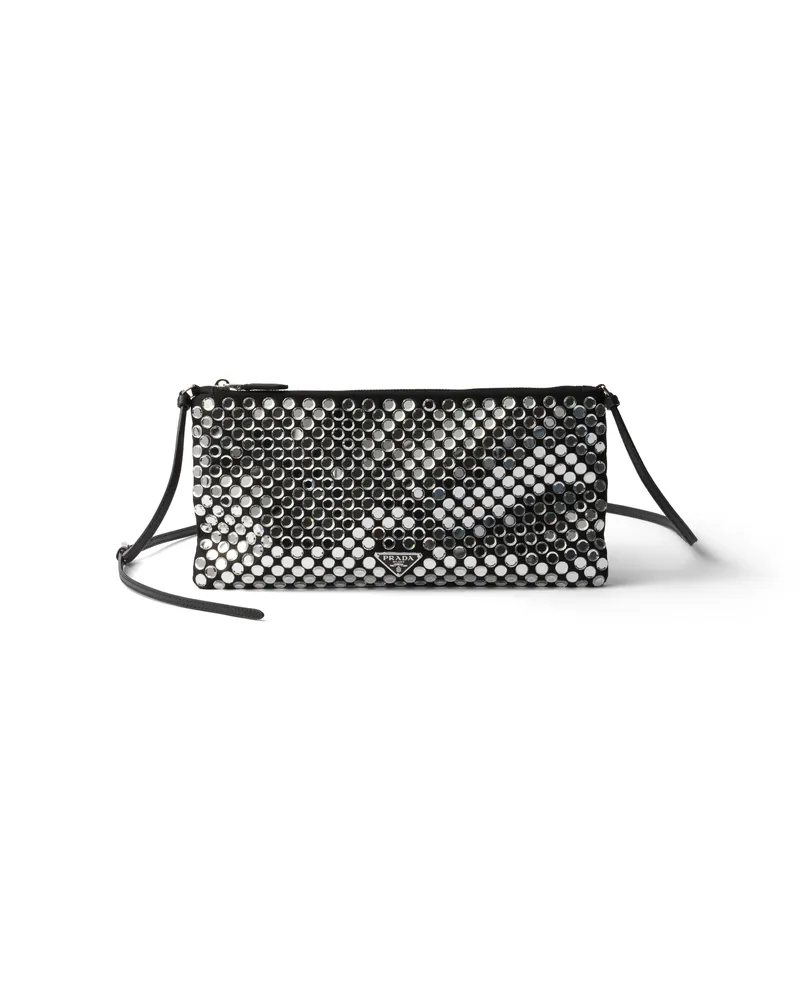 Prada Kleine Schultertasche Aus Satin Und Kristallen, Damen, Kristall Kristall