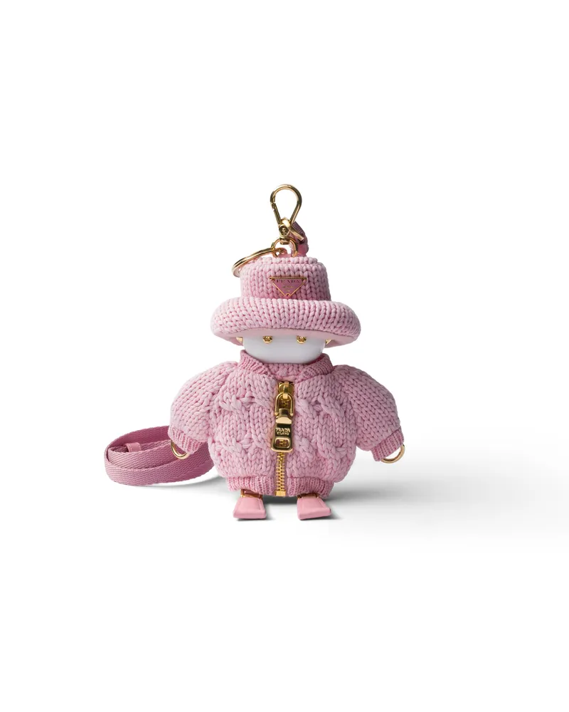 Prada Weicher Roboter-strickschlüsselanhänger, Damen, Rosa Rosa