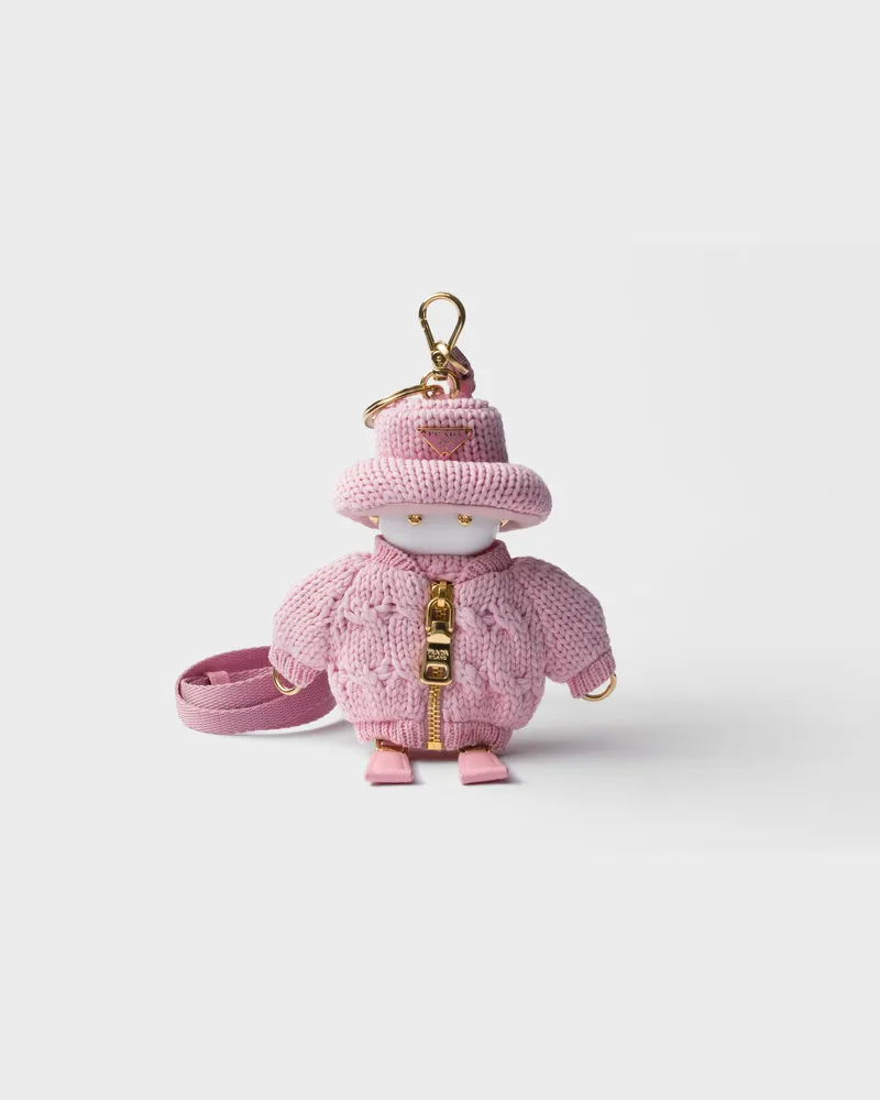 Prada Weicher Roboter-Strickschlüsselanhänger Rosa