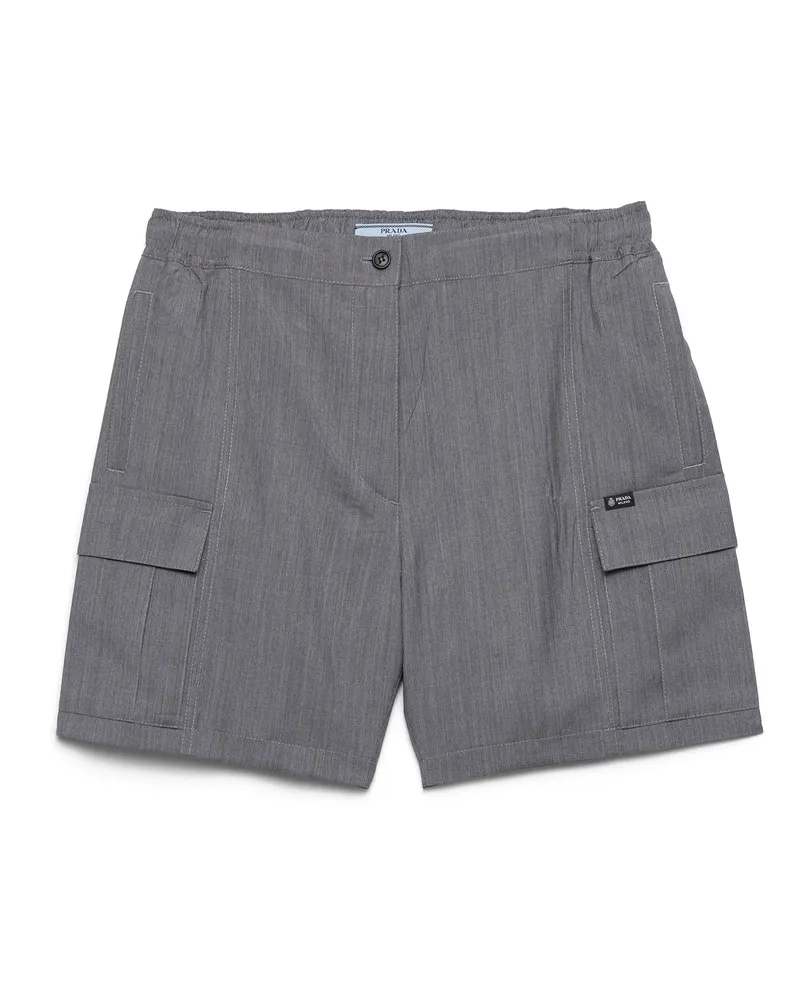 Prada Shorts Aus Leichtem Mohair, Damen, Grau, Größe Grau