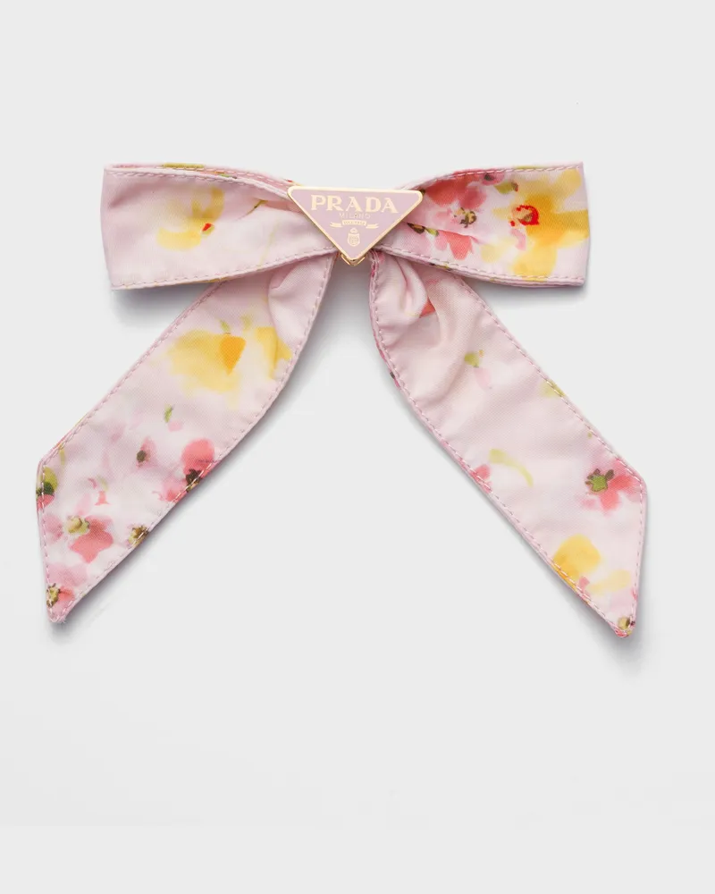 Prada Haarspange aus Re-Nylon mit Blumenmuster Alabasterrosa