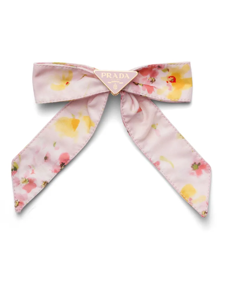 Prada Haarspange Aus Re-nylon Mit Blumenmuster, Damen, Alabasterrosa Alabasterrosa