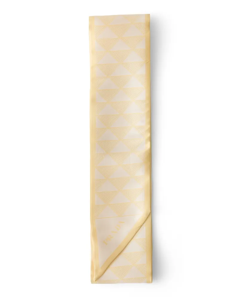 Prada Krawatte Aus Jacquard-seide, Damen, Ginster/weiß Ginster