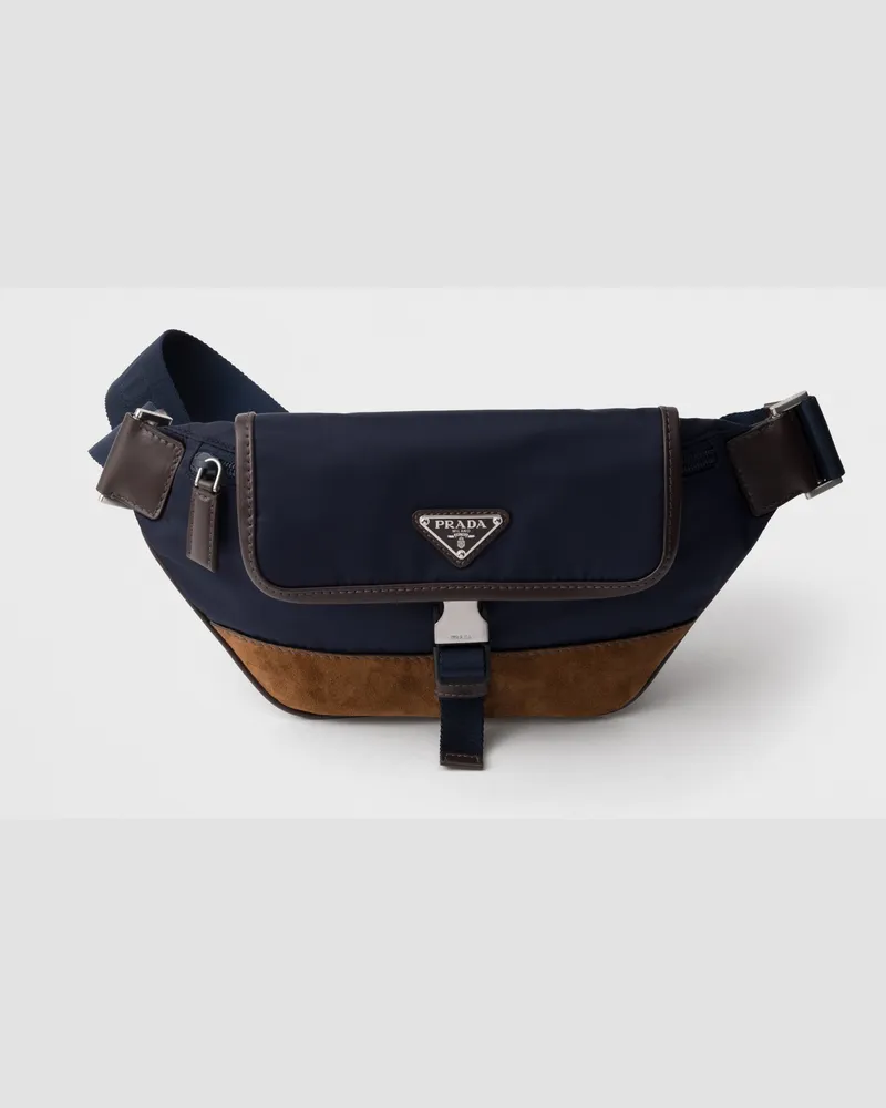 Prada Gürteltasche aus Re-Nylon und Leder Blau
