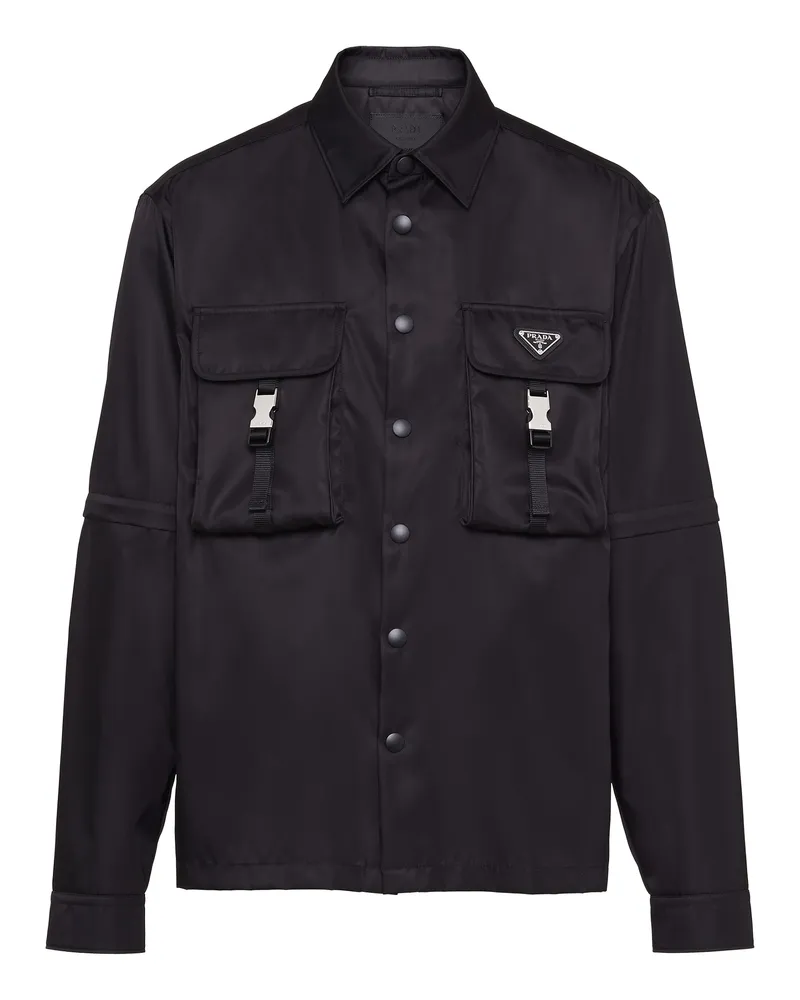 Prada Hemd Aus Re-nylon, Herren, Schwarz, Größe Schwarz