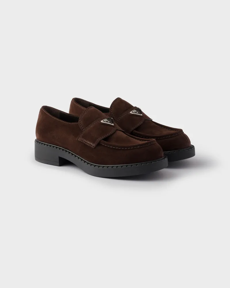 Prada Chocolate Mokassin aus Wildleder Dunkelbraun