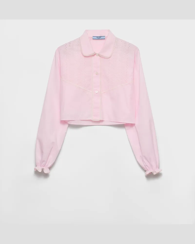 Prada Kurzes Hemd aus besticktem Batist Rosa