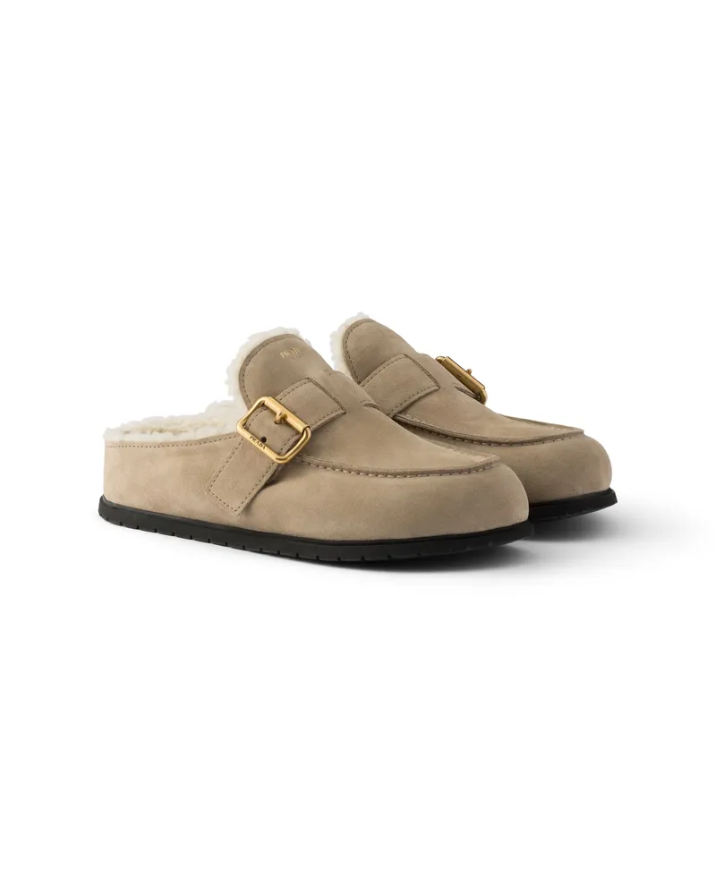 Prada Mules Aus Wildleder, Damen, Wüstenbeige, Größe Wüstenbeige