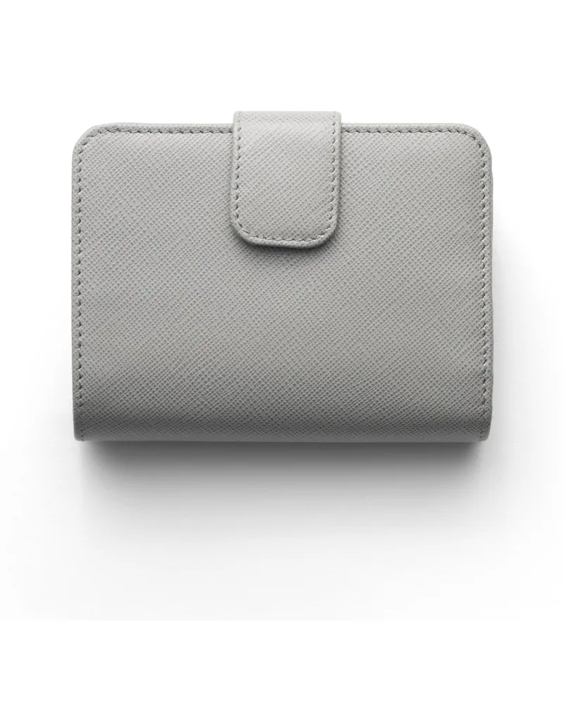 Prada Kleines Portemonnaie Aus Saffiano Leder, Damen, Wolkengrau Wolkengrau