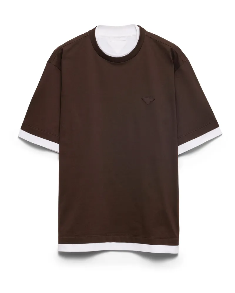 Prada T-shirt Aus Baumwolle, Herren, Ebenholz, Größe Ebenholz