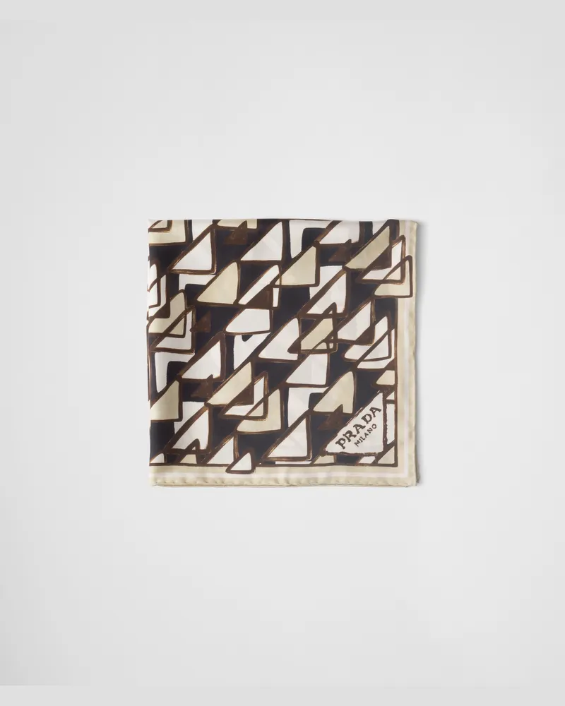 Prada Schal aus Seidentwill mit Print, 55 x 55 Schwarz