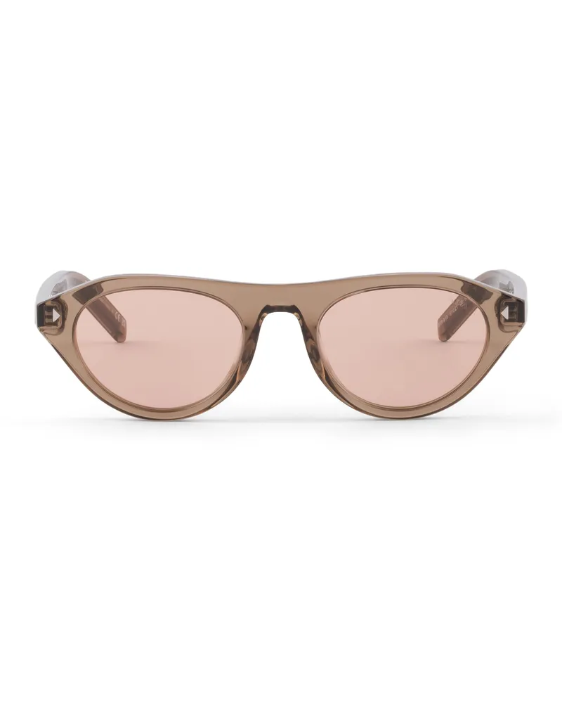 Prada Sonnenbrille Mit Ikonischem Metallplakette, Damen, Gläser In Kristall Gläser