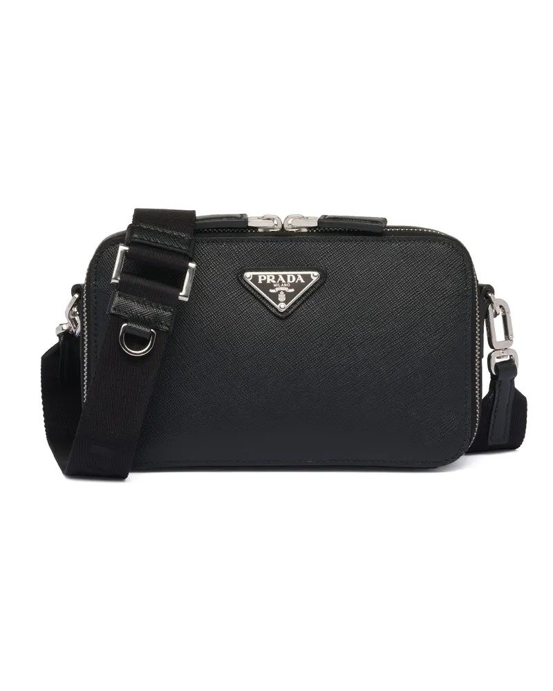 Prada Brique Tasche Aus Saffiano-leder, Herren, Schwarz Schwarz
