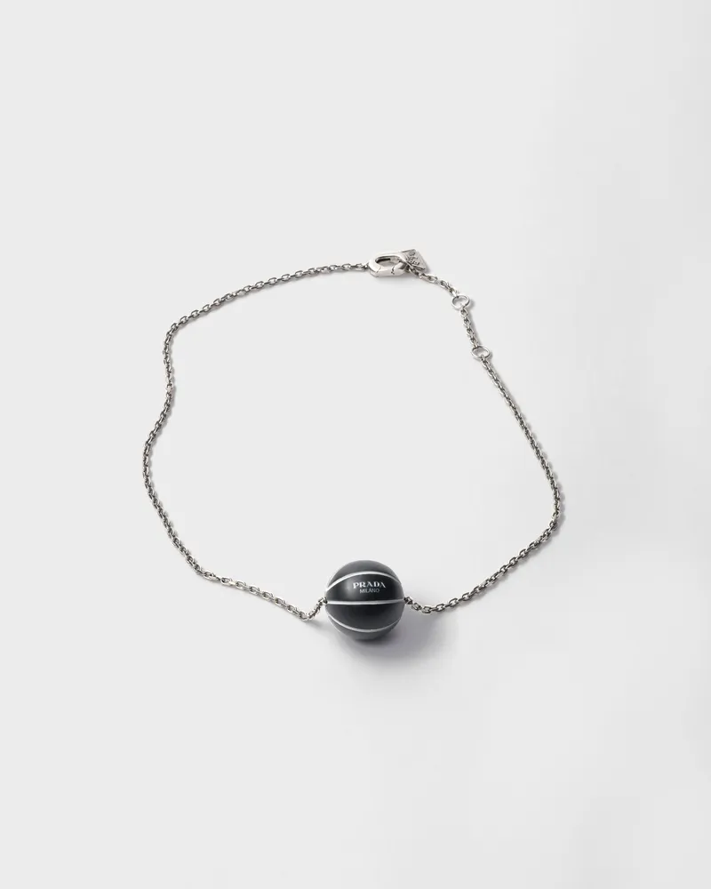 Prada Basketball-Halskette aus Metall Zinngrau