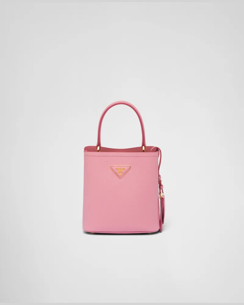Prada Kleine  Panier Tasche aus Saffiano-Leder Blütenrosa