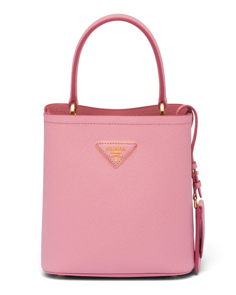 Prada Kleine  Panier Tasche Aus Saffiano-leder, Damen, Blütenrosa Blütenrosa