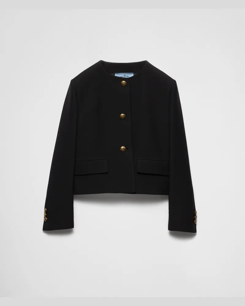 Prada Einreihige Jacke aus Tricotine Schwarz