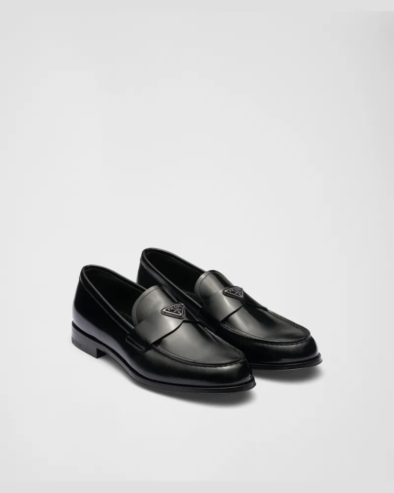 Prada Loafer aus gebürstetem Leder Schwarz