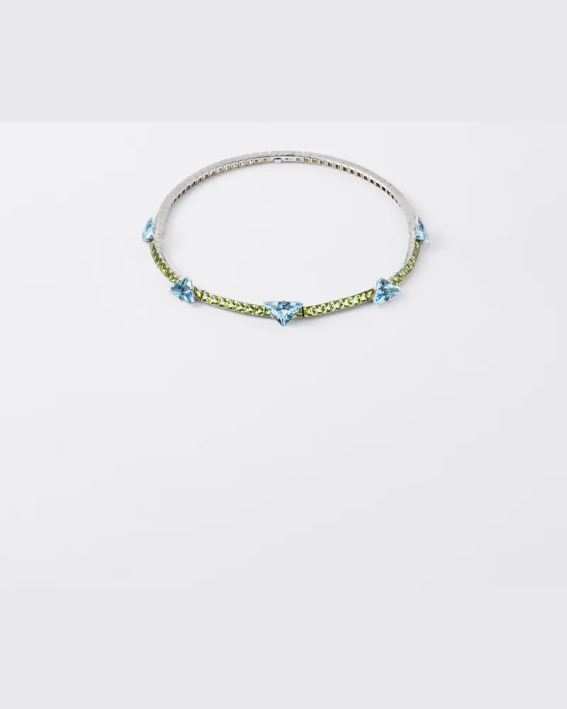 Prada Couleur Vivante Halskette – Weißgold mit Aquamarin und Peridot Gold