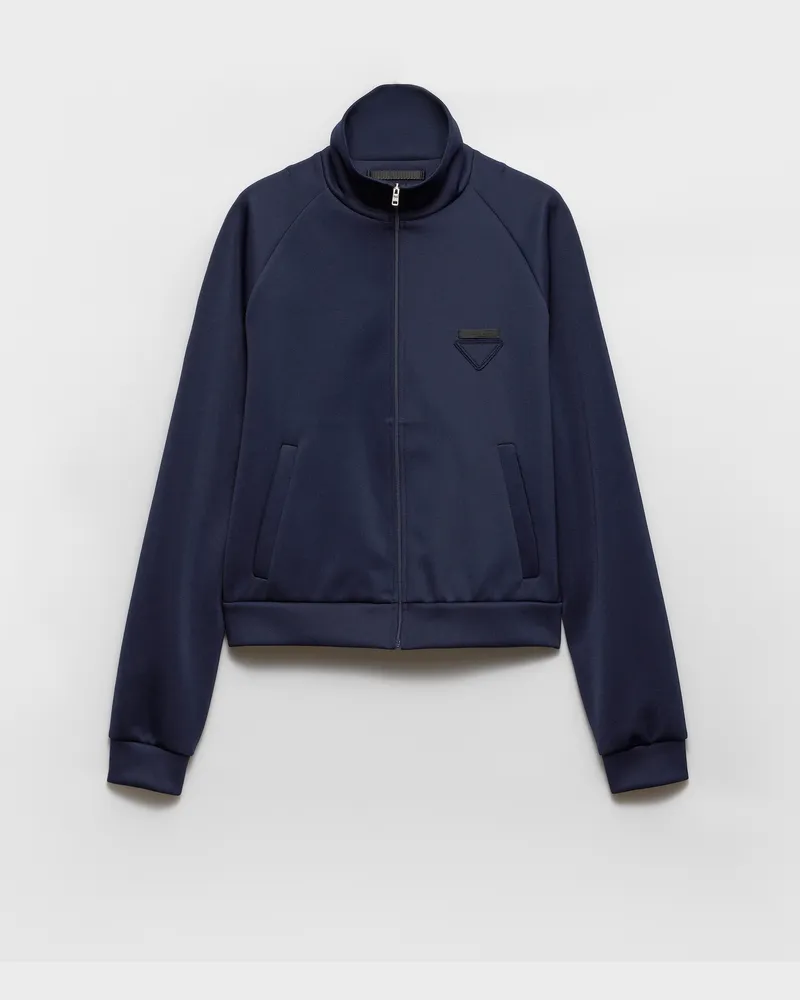Prada Jacke aus Funktionsgewebe mit Reißverschluss Blau