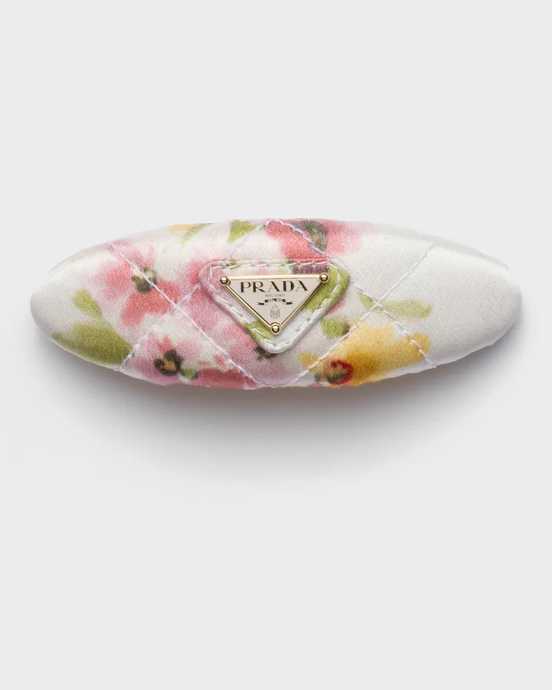Prada Haarspange aus Satin mit Blumenmuster Begonienrosa