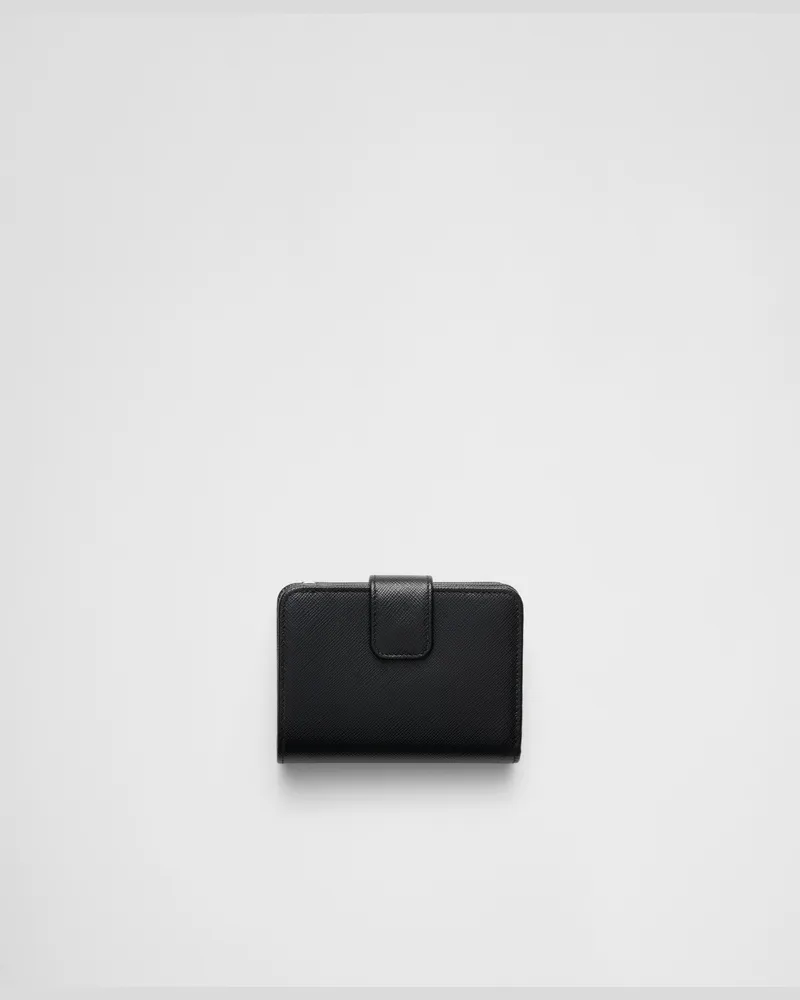 Prada Kleines Portemonnaie aus Saffiano Leder Schwarz