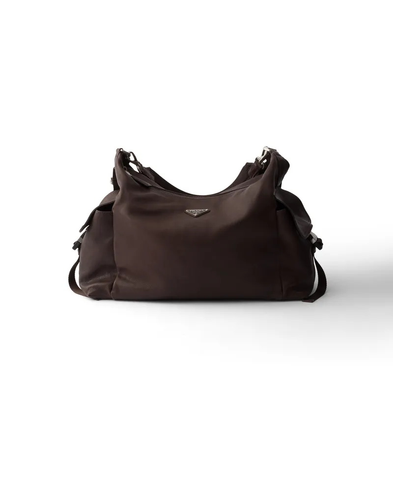 Prada Schultertasche Aus Leder Explore, Herren, Kaffeebraun Kaffeebraun