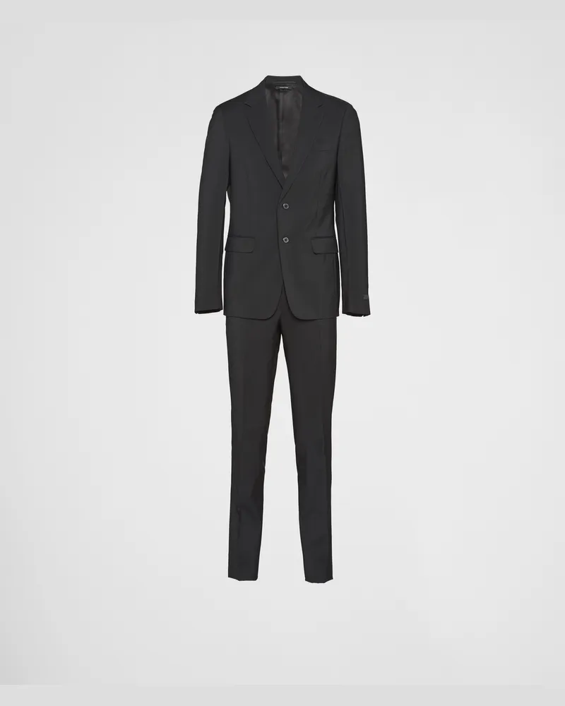 Prada Einreihiger Anzug aus Wolle und Mohair Schwarz