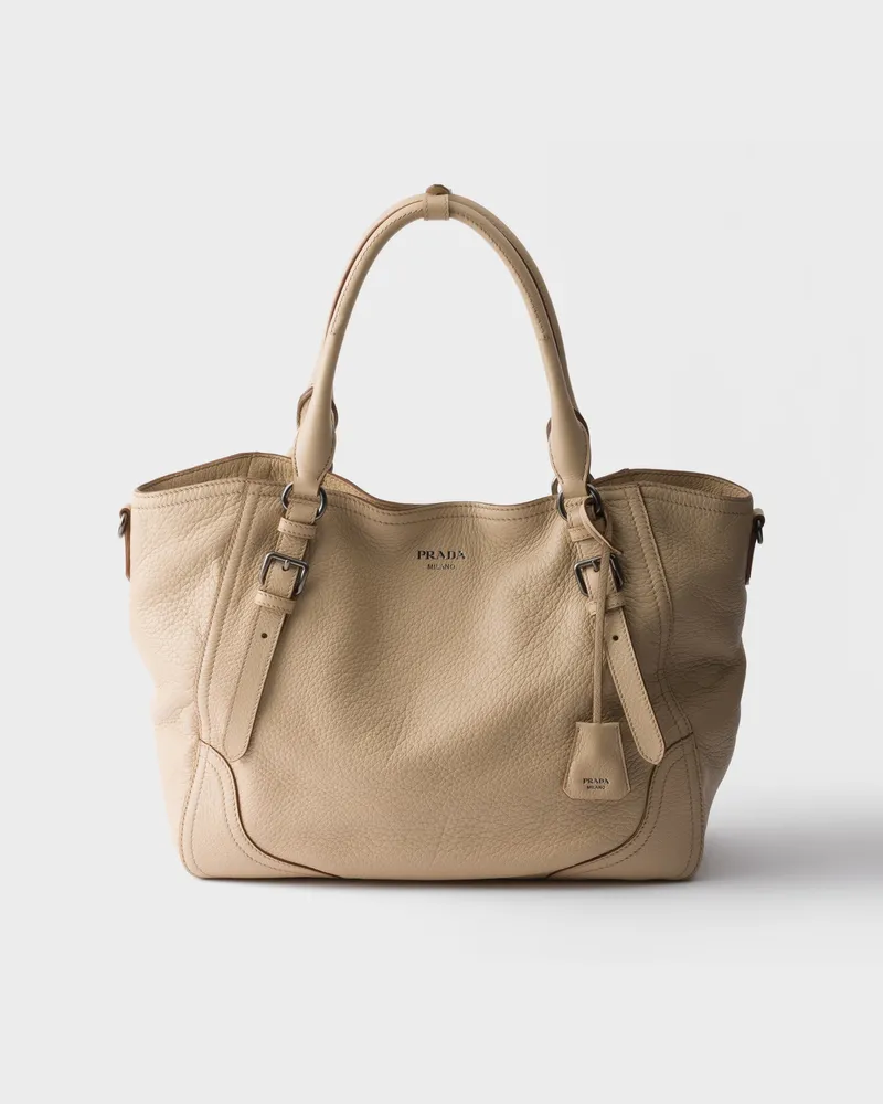 Prada Große Tote Bag aus Leder Sandbeige