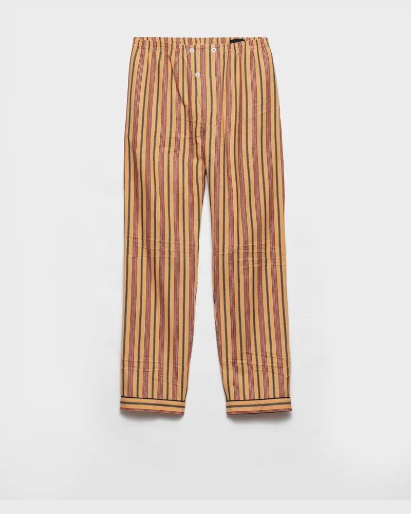 Prada Gestreifte Hose aus Baumwolle Cognac