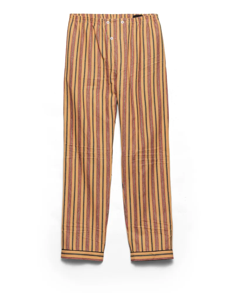Prada Gestreifte Hose Aus Baumwolle, Herren, Cognac/rot, Größe Cognac