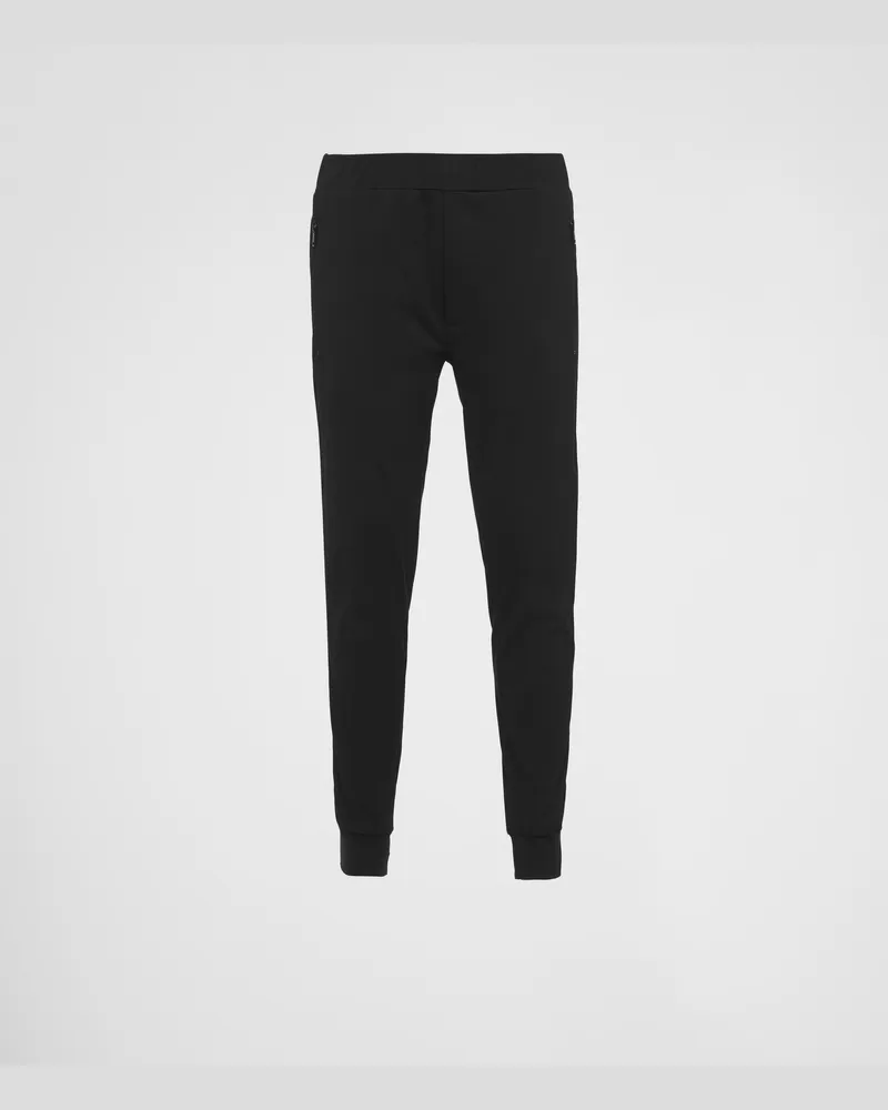 Prada Hose aus technischer Baumwolle und Re-Nylon Schwarz