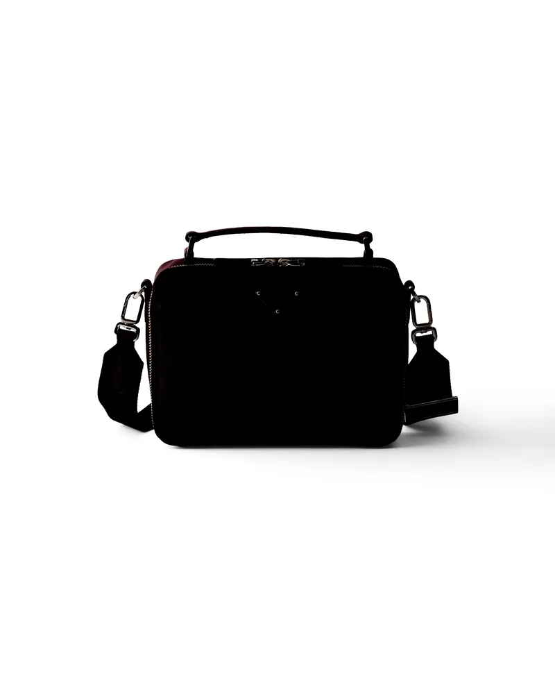 Prada Brique Tasche Aus Saffiano-leder, Herren, Burgunderrot Burgunderrot
