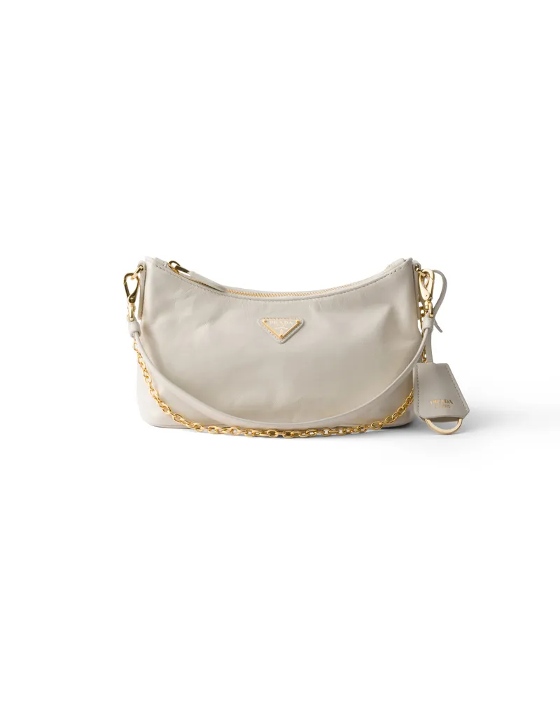 Prada Mini Bag Aus Leder, Damen, Weiss Weiss