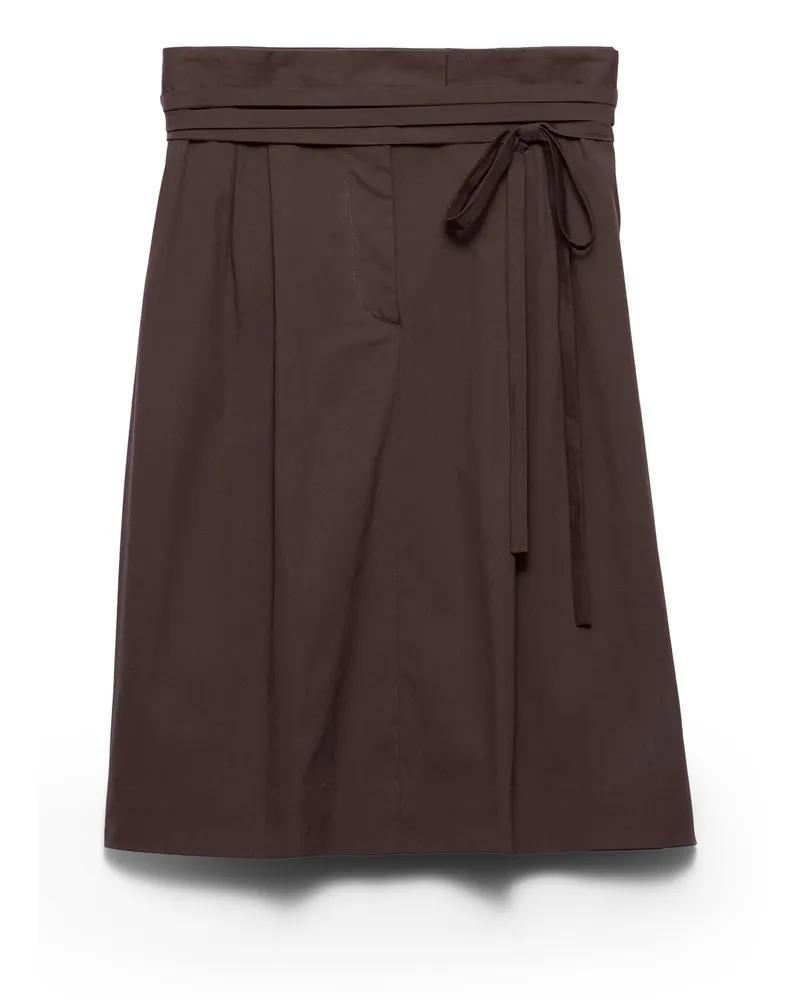 Prada Wickelrock Aus Popeline, Damen, Ebenholz, Größe Ebenholz