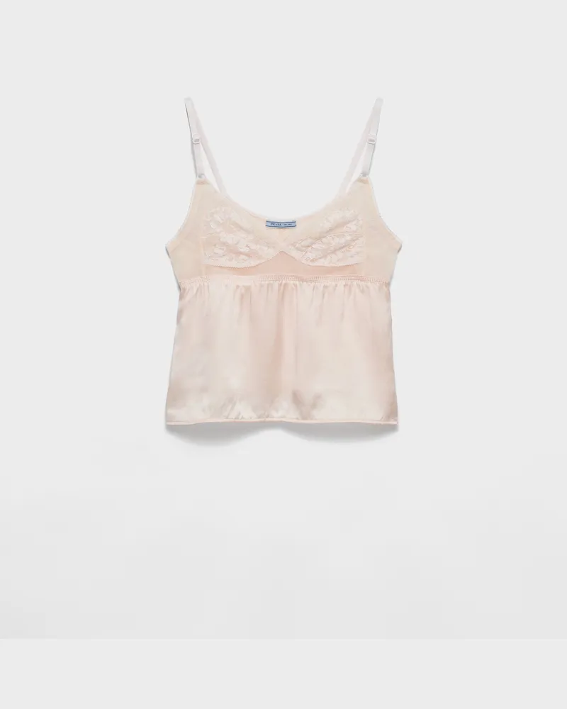 Prada Top aus Satin und Spitze im Vintage-Look Blütenrosa